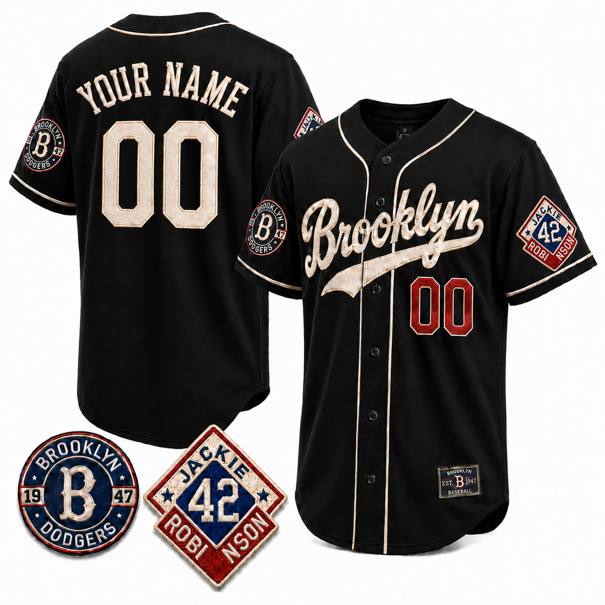Brooklyn Heritage Custom Baseball Jersey - All Stitched
