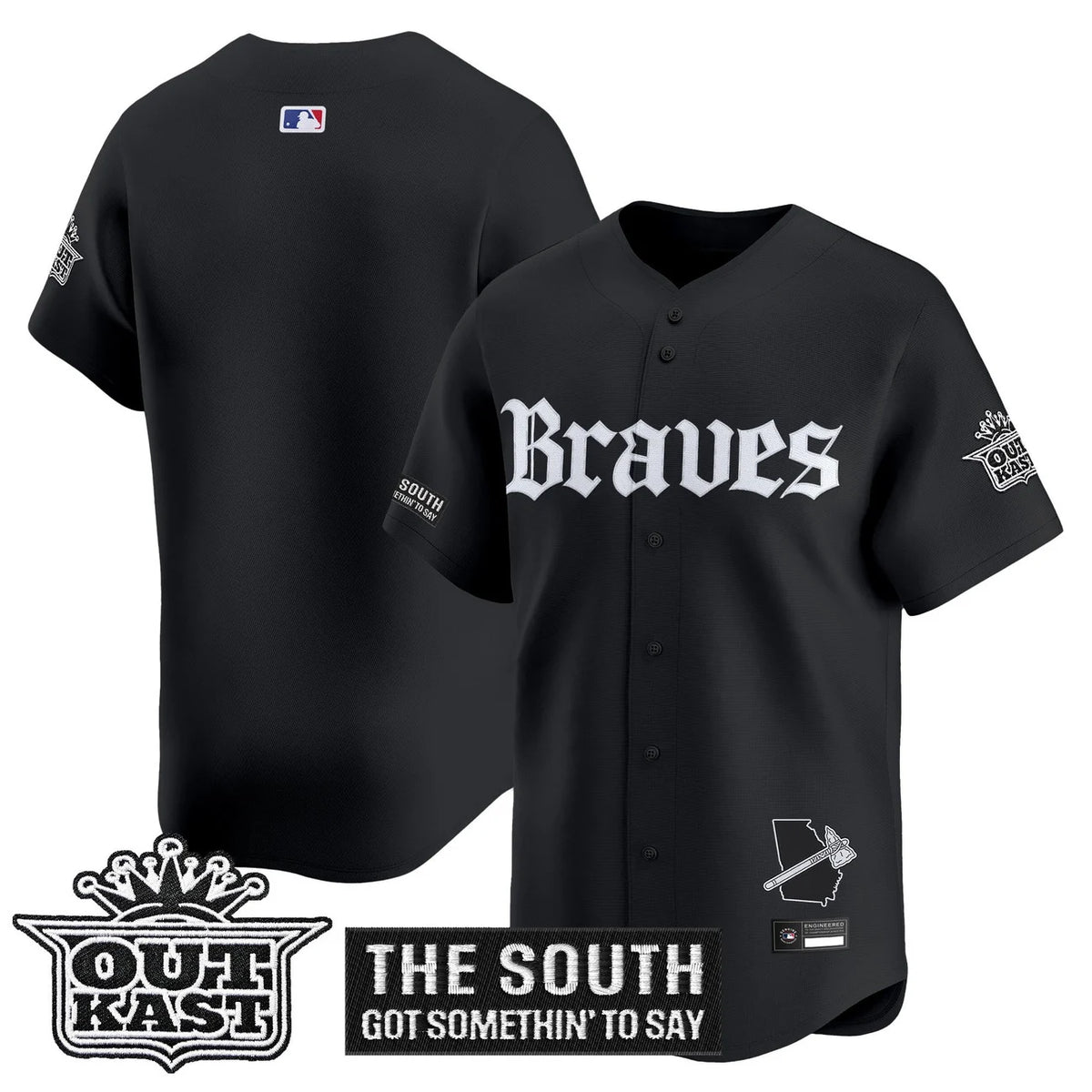 Men's Atlanta Braves 'Gothic South x Outkast Edition' Vapor Premier Limited Jersey V2- All Stitched