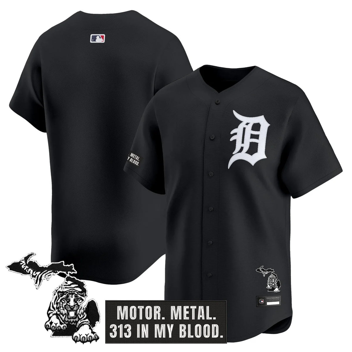 Detroit Tigers 'Old English Edition' Vapor Premier Limited Jersey - All Stitched - Black Limited