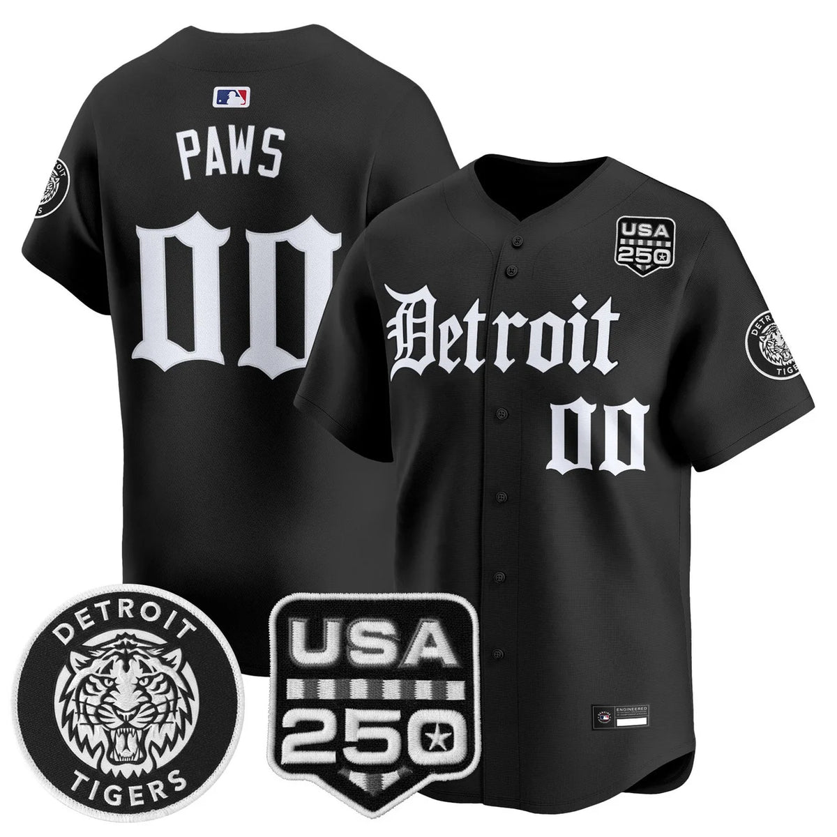 Detroit Tigers ‘Gothic Edition’ Vapor Premier Limited Jersey - All Stitched - Black
