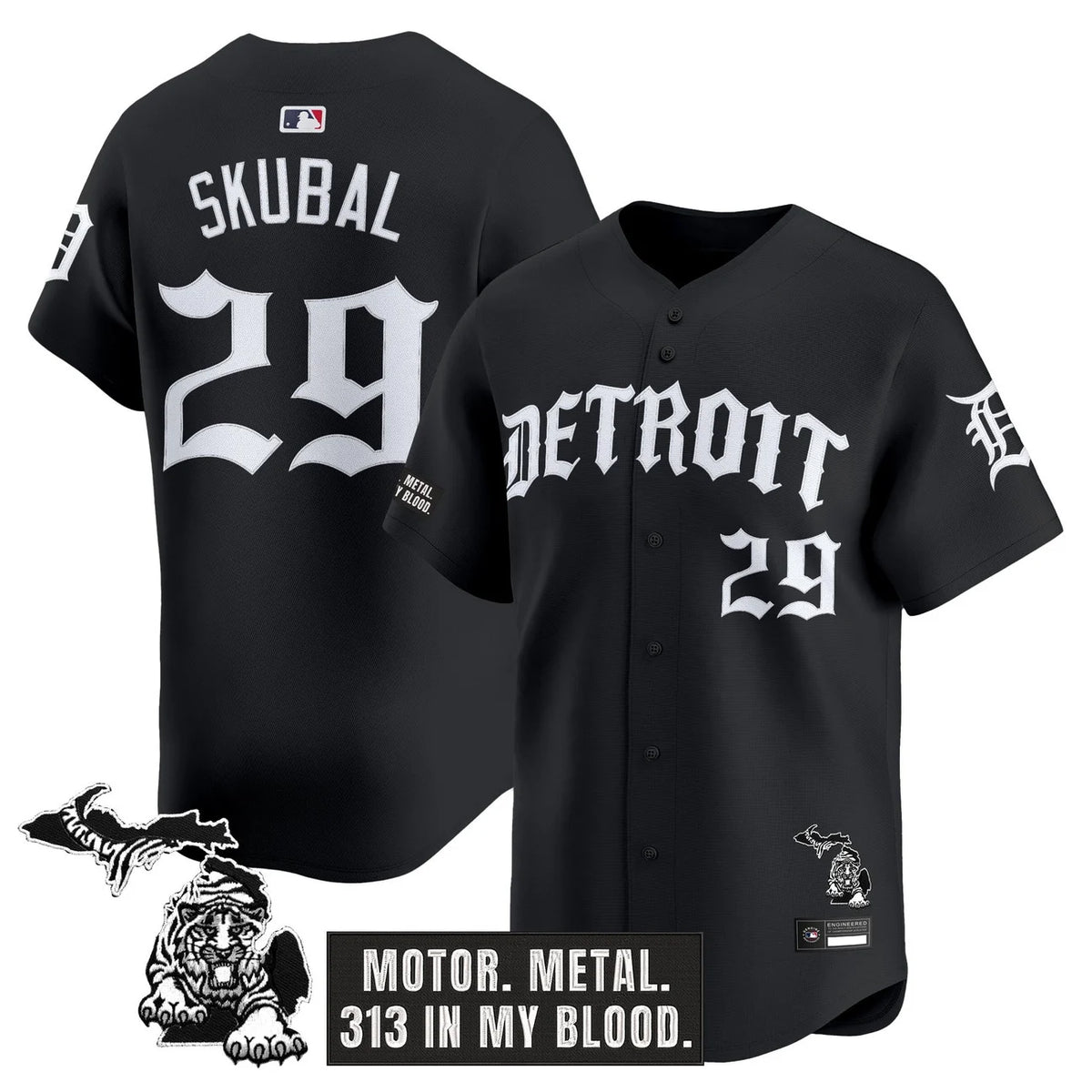 Detroit Tigers 'Old English Edition' Vapor Premier Limited Jersey - All Stitched - Black