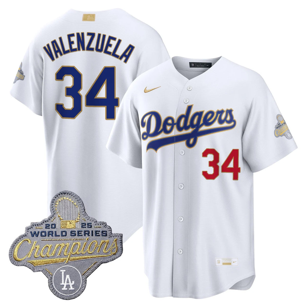 Los Angeles Dodgers "Gold Collection" Premier Limited Jersey - All Stitched -White