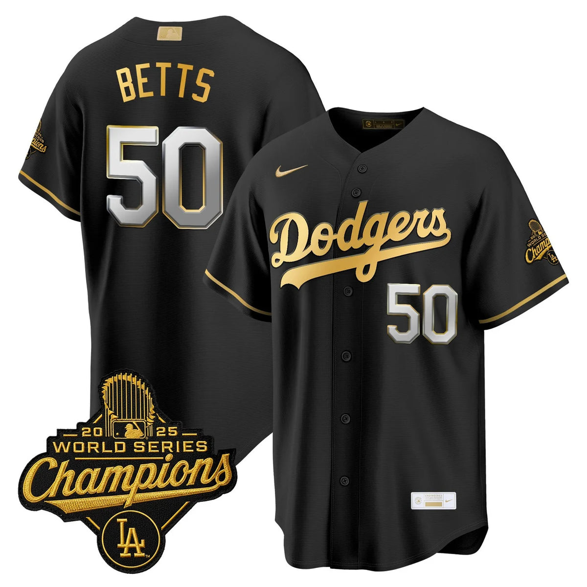 Los Angeles Dodgers "Gold Collection" Premier Limited Jersey - All Stitched -Black Gold