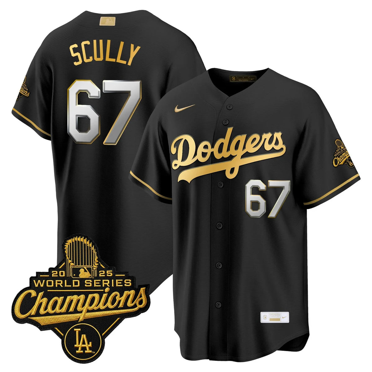 Los Angeles Dodgers "Gold Collection" Premier Limited Jersey - All Stitched -Black Gold