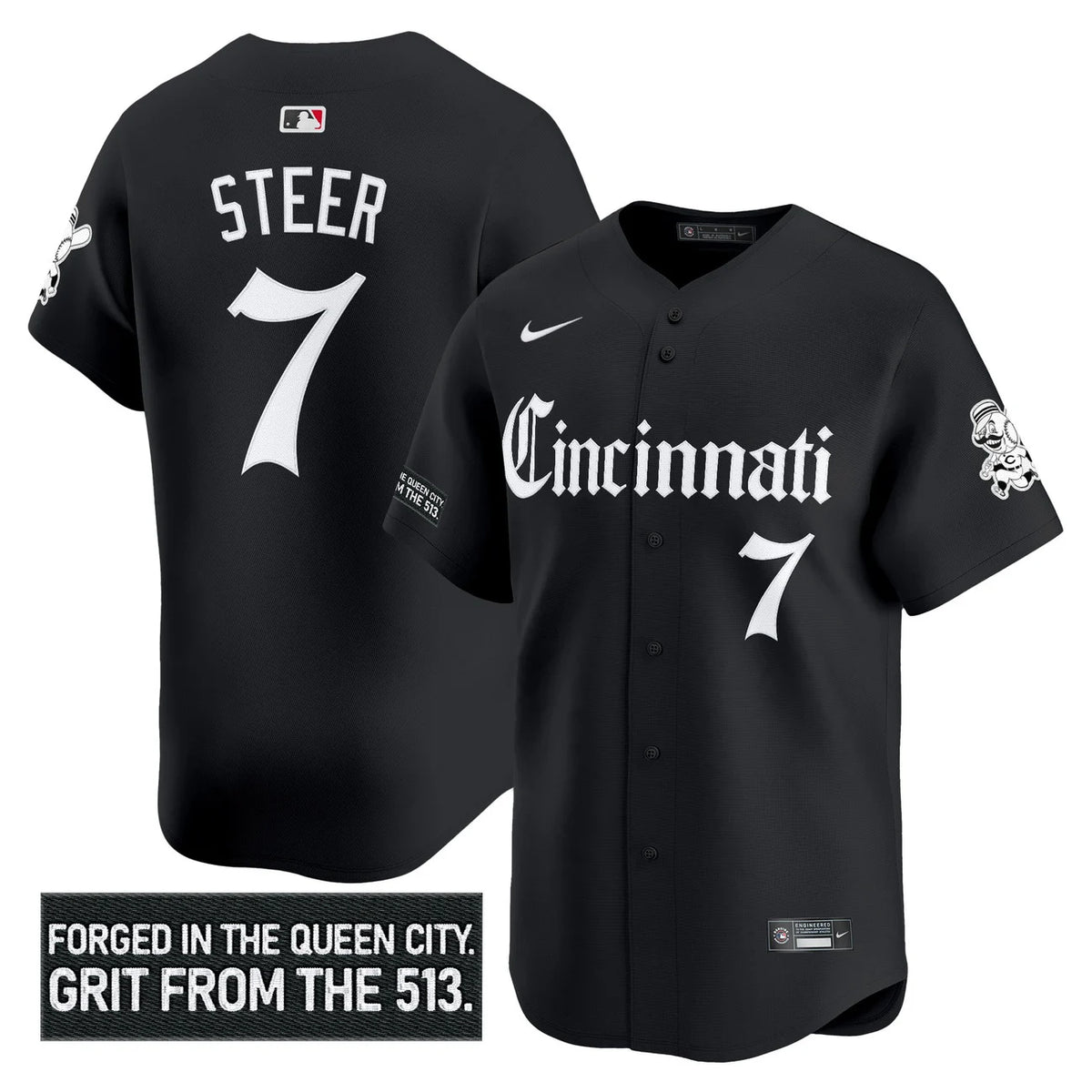 Cincinnati Reds 'Gothic Queen City Edition' Vapor Premier Limited Jersey - All Stitched - Black