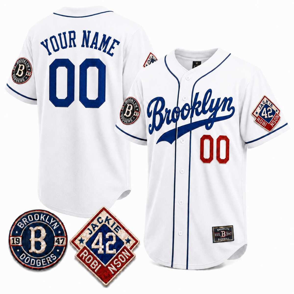Brooklyn Heritage Custom Baseball Jersey - All Stitched