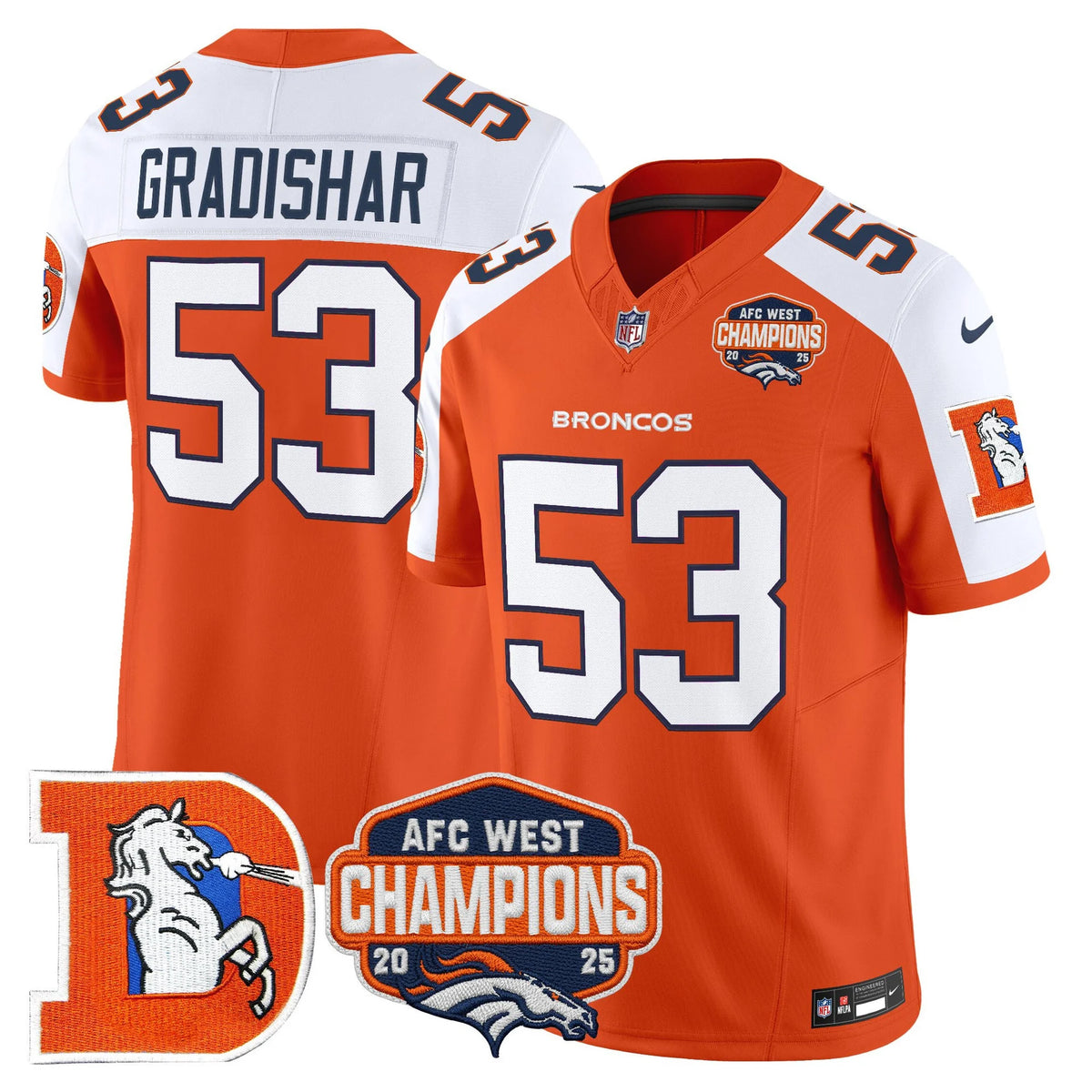 Denver Broncos 2025 AFC West Champions Patch football jersey