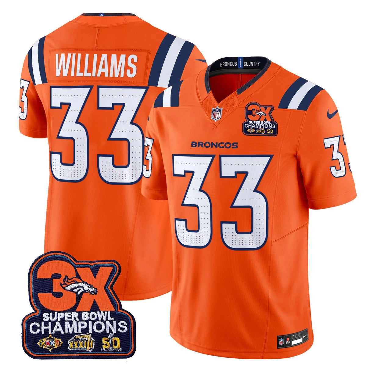 Denver Broncos Vapor Limited jersey with stitched name and number