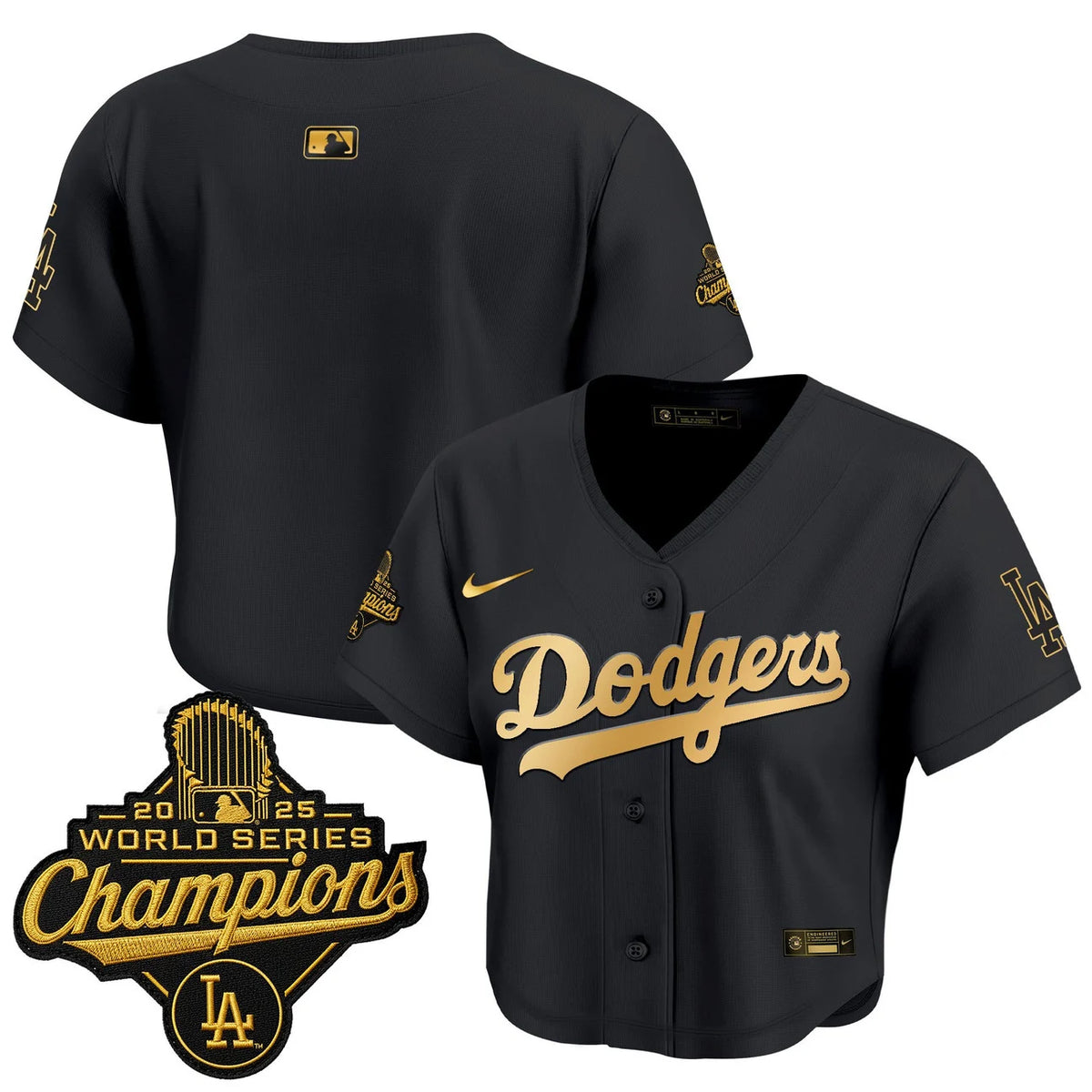 Women's Dodgers 2025 World Series Champions Crop Top Baseball Jersey - All Stitched