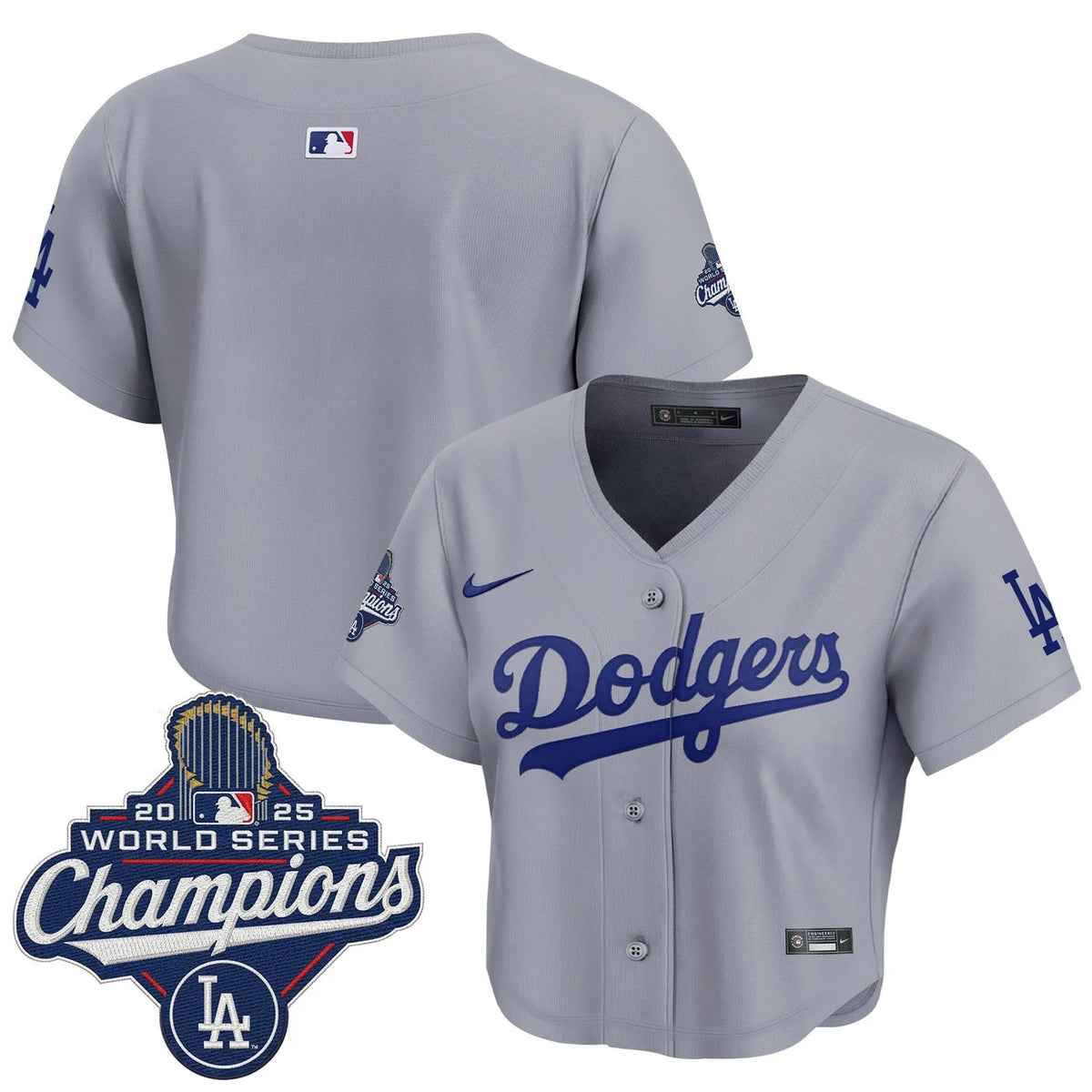Women's Dodgers Gray World Series Crop Top Jersey 