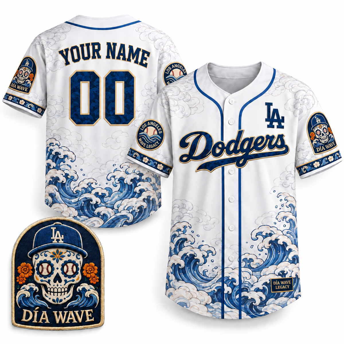 Los Angeles Día Wave Legacy Custom Baseball Jersey