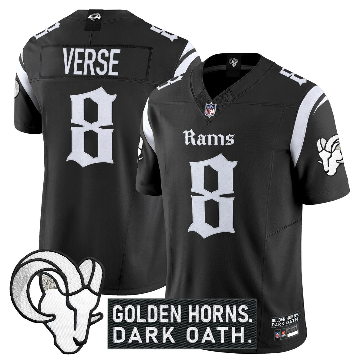 Men's Los Angeles Rams 'Gothic Horns Reforged Edition'  Jersey