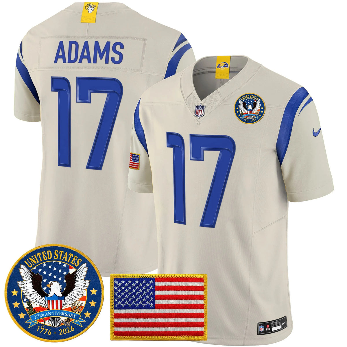 Men's Los Angeles Rams 2025 "United States 250th Anniversary Patch" Vapor Limited Jersey - All Stitched