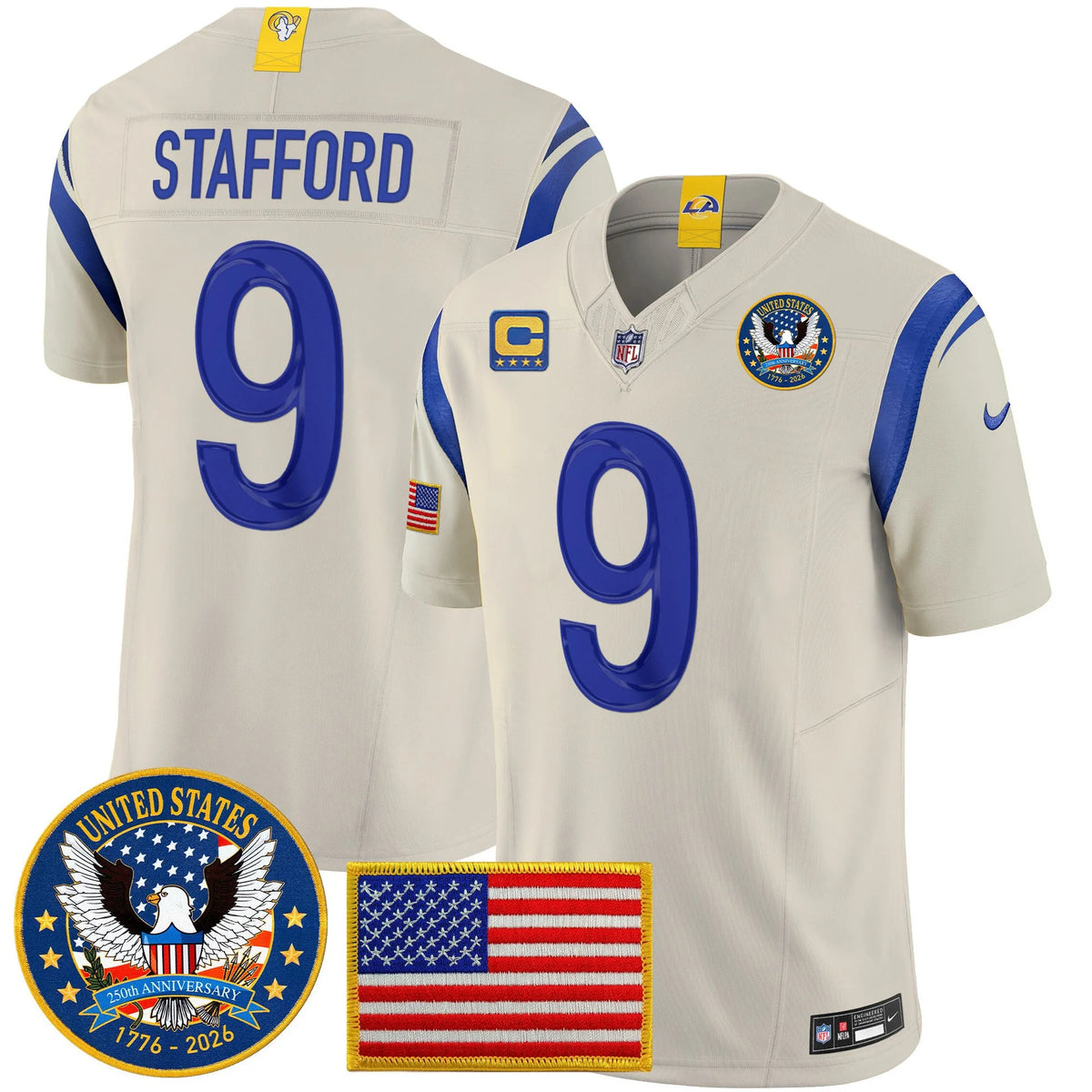 Men's Los Angeles Rams 2025 "United States 250th Anniversary Patch" Vapor Limited Jersey - All Stitched