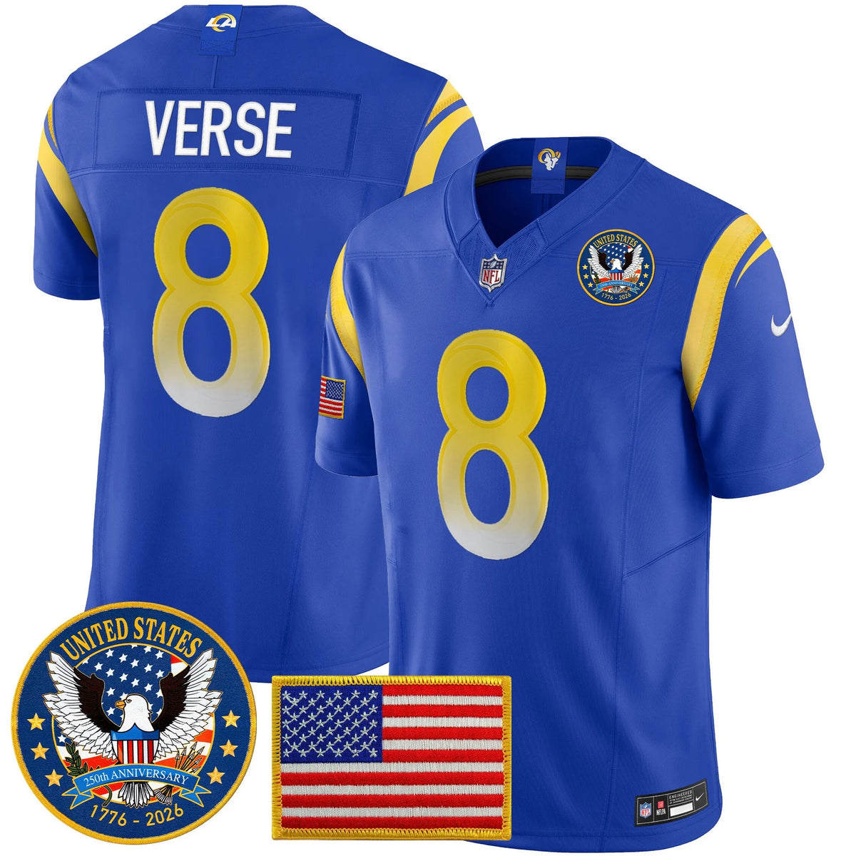 Los Angeles Rams 2025 250th Anniversary Patch Vapor Limited Jersey