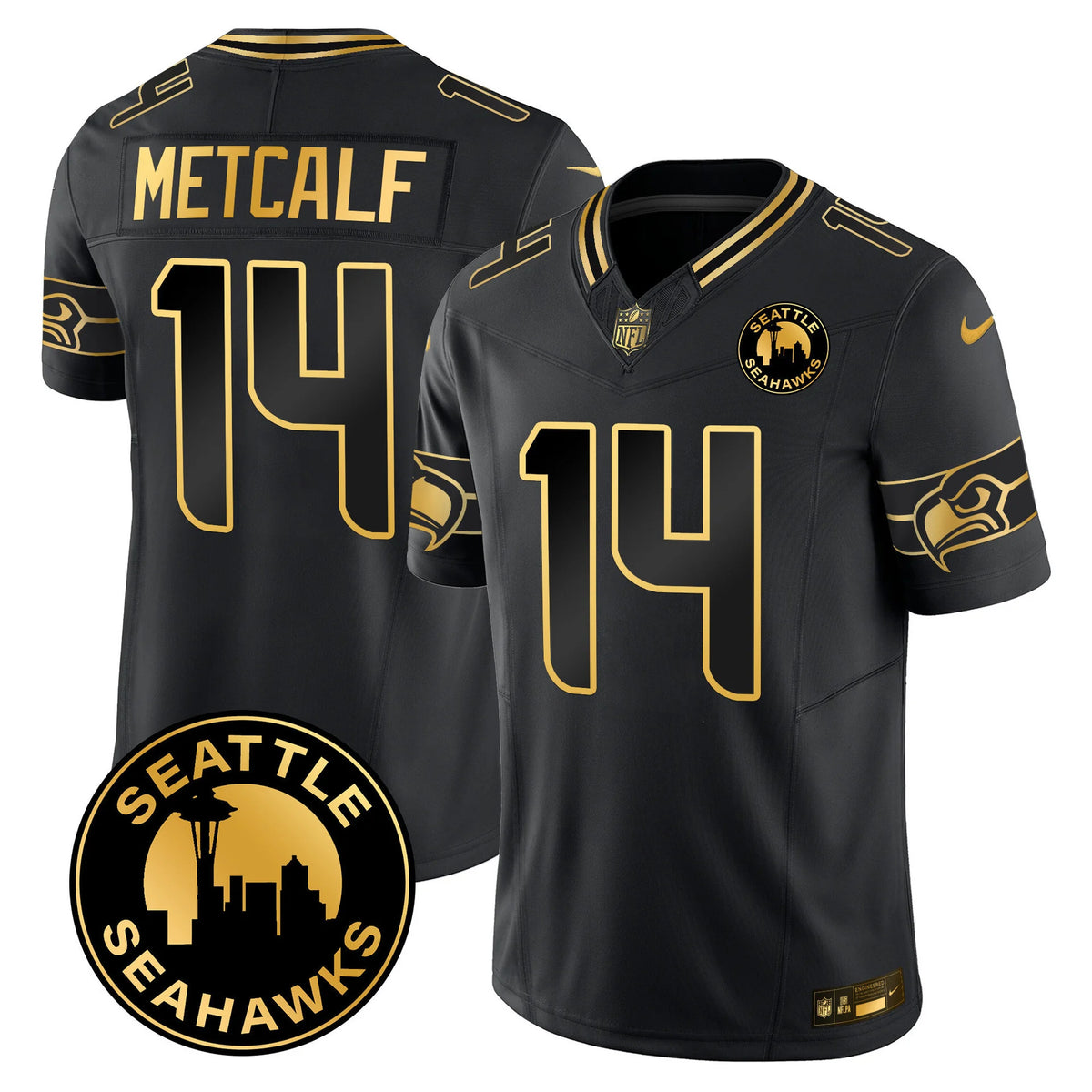 Seattle Seahawks 2024 Seattle City Patch Gold Jersey - coieh