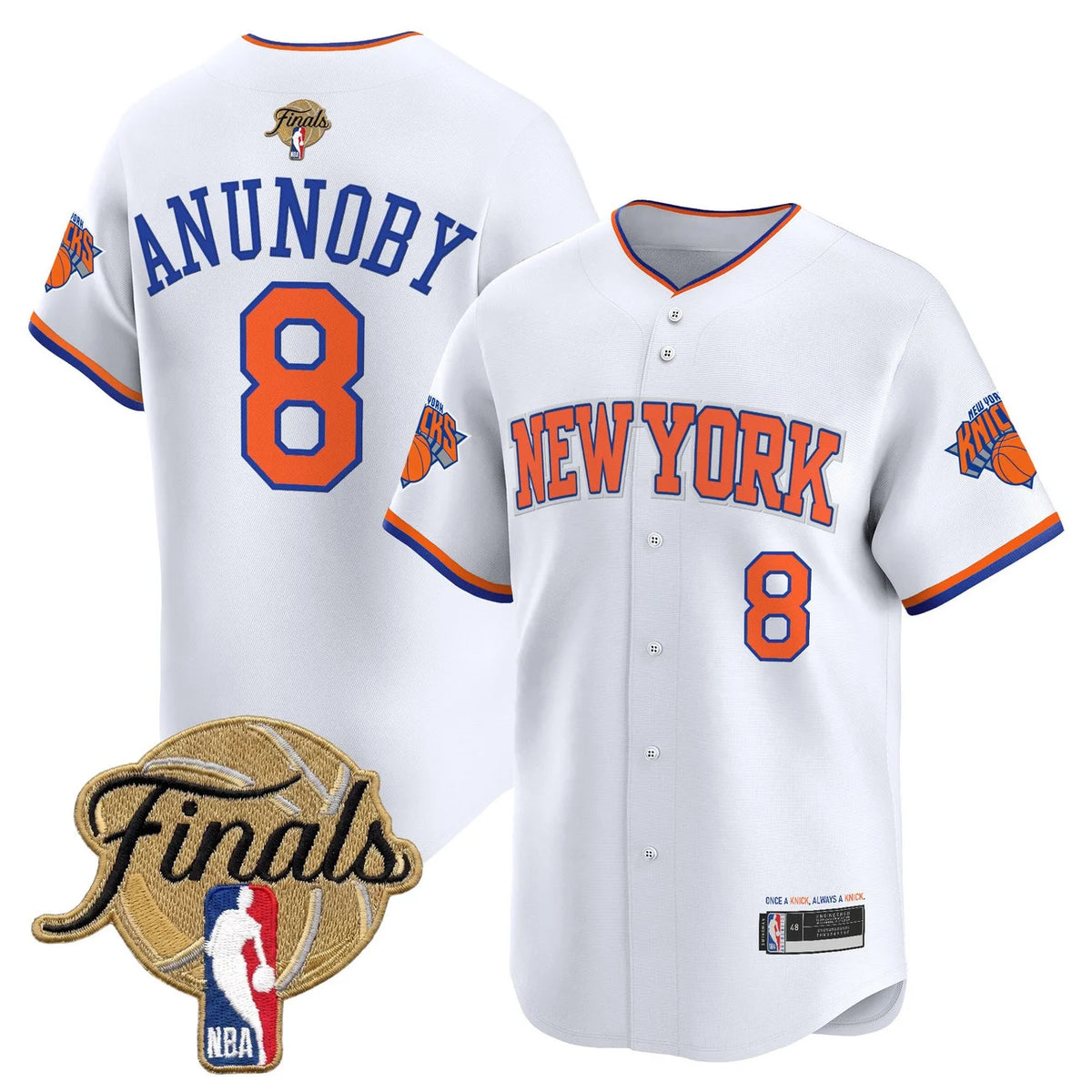 New York Knicks Anunoby #8 2026 Finals White Baseball Jersey