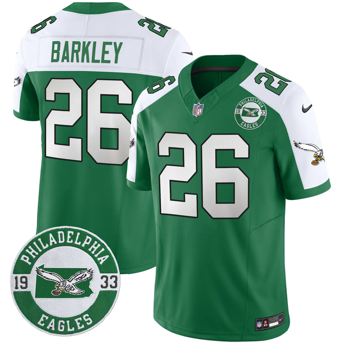 Men's Philadelphia Eagles 2024 Throwback Vapor Limited Jersey - Est. 1933 Patch - All Stitched