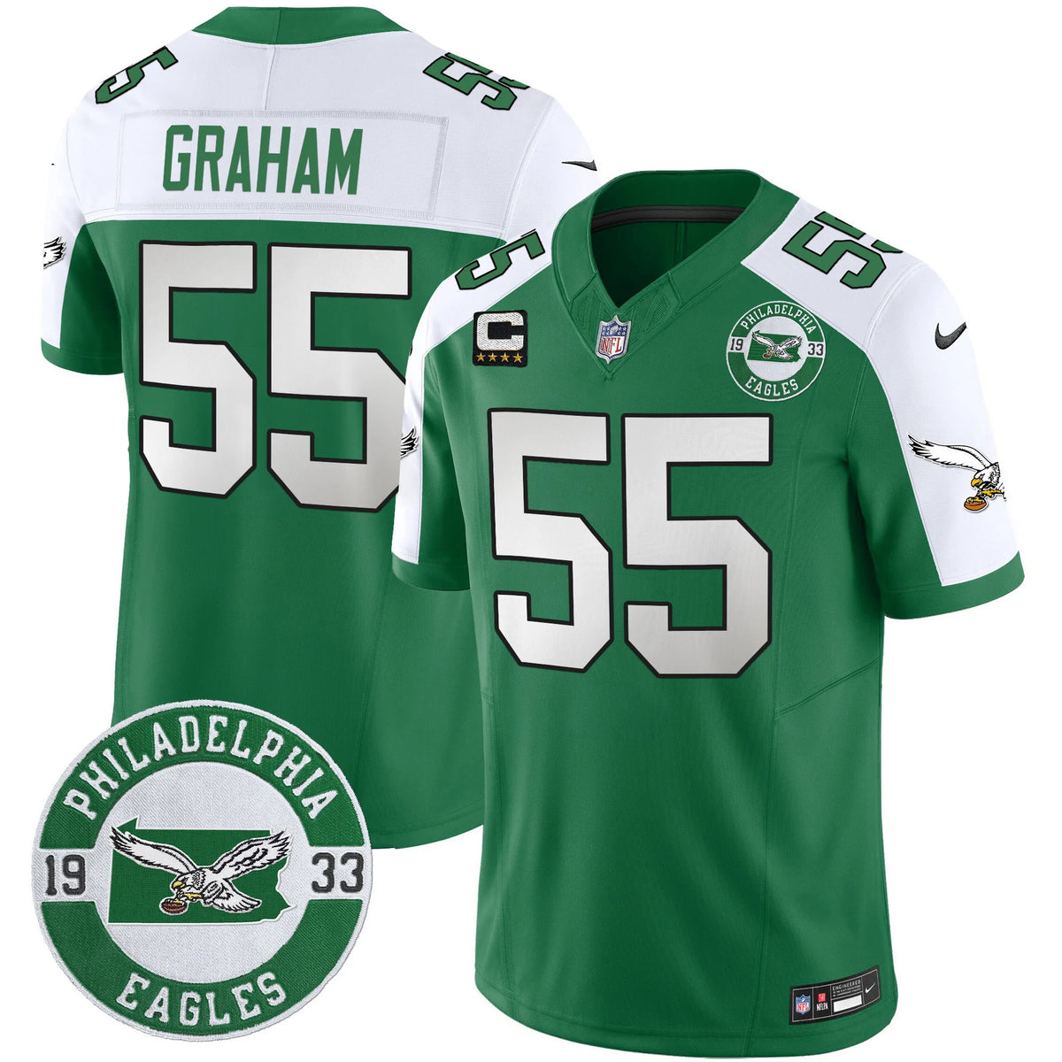 Men's Philadelphia Eagles 2024 Throwback Vapor Limited Jersey - Est. 1933 Patch - All Stitched