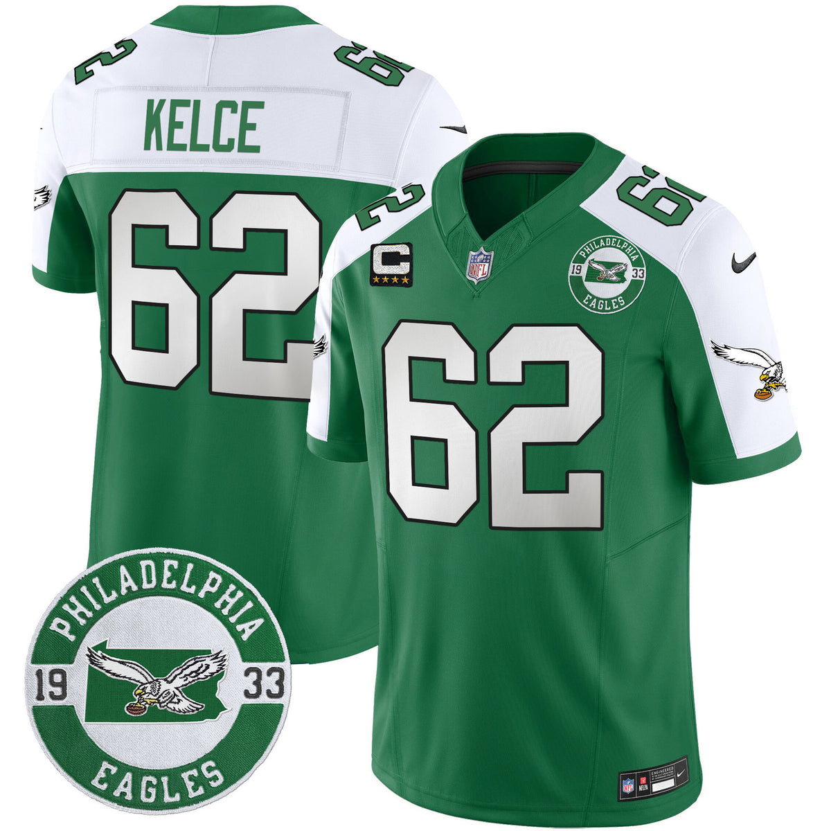 Men's Philadelphia Eagles 2024 Throwback Vapor Limited Jersey - Est. 1933 Patch - All Stitched