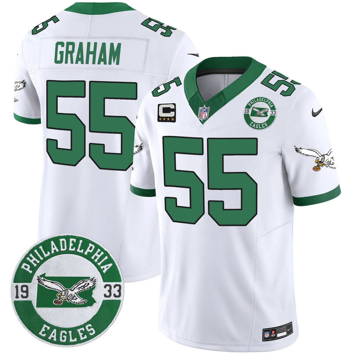 Men's Philadelphia Eagles 2024 Throwback Vapor Limited Jersey - Est. 1933 Patch - All Stitched
