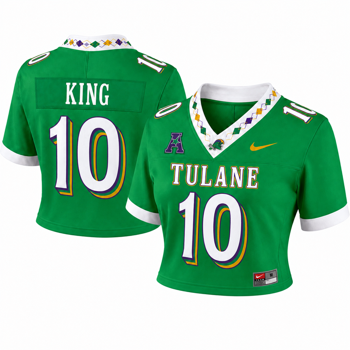 Women's Tulane Green Wave King #10 green crop top jersey
