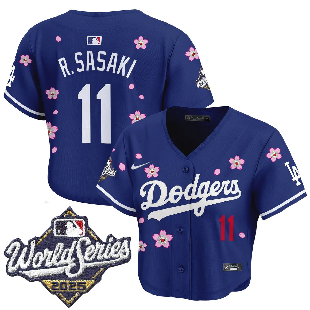Women's Dodgers Sasaki #11 Royal Crop Top Baseball Jersey