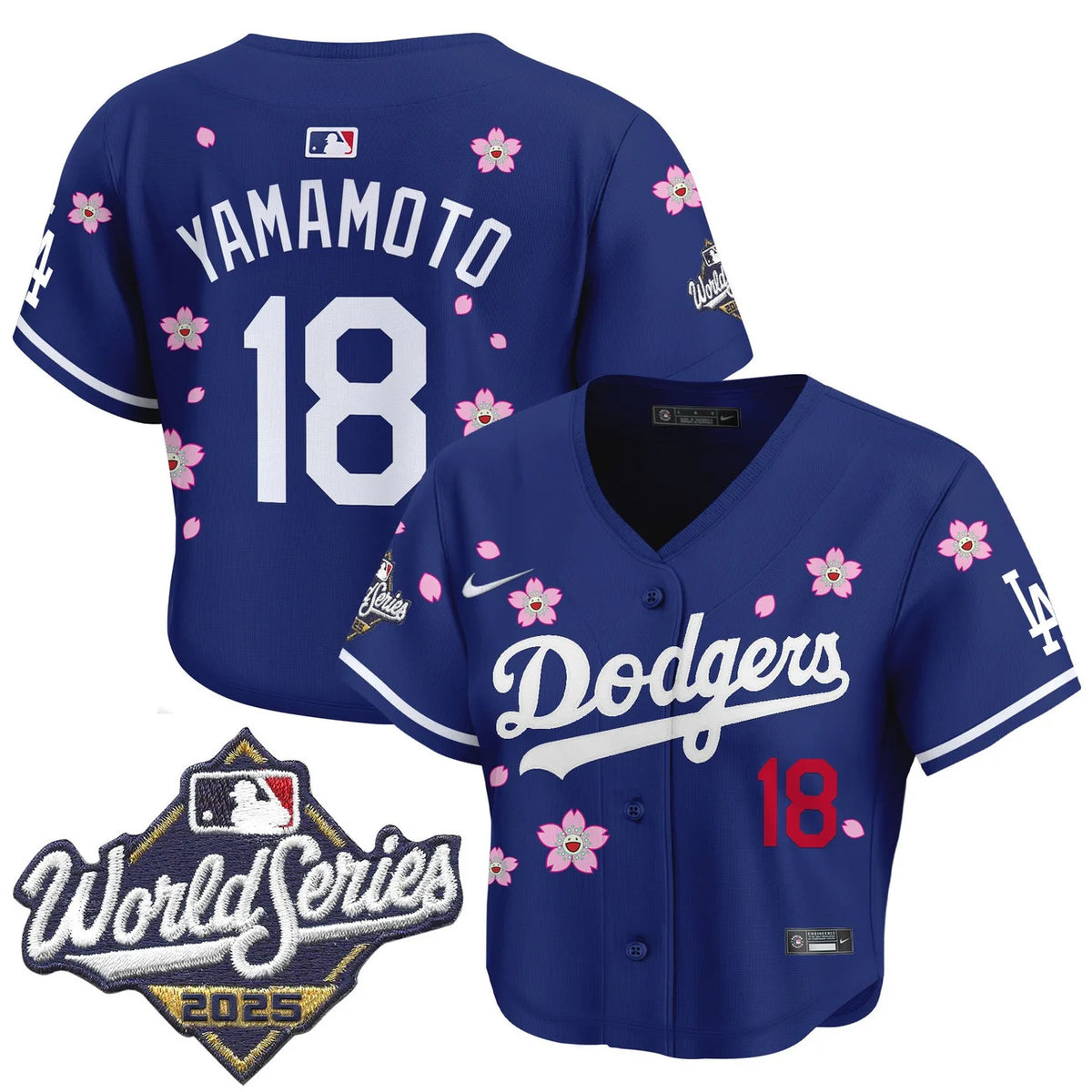 Women's Dodgers Yamamoto #18 Royal Crop Top Baseball Jersey