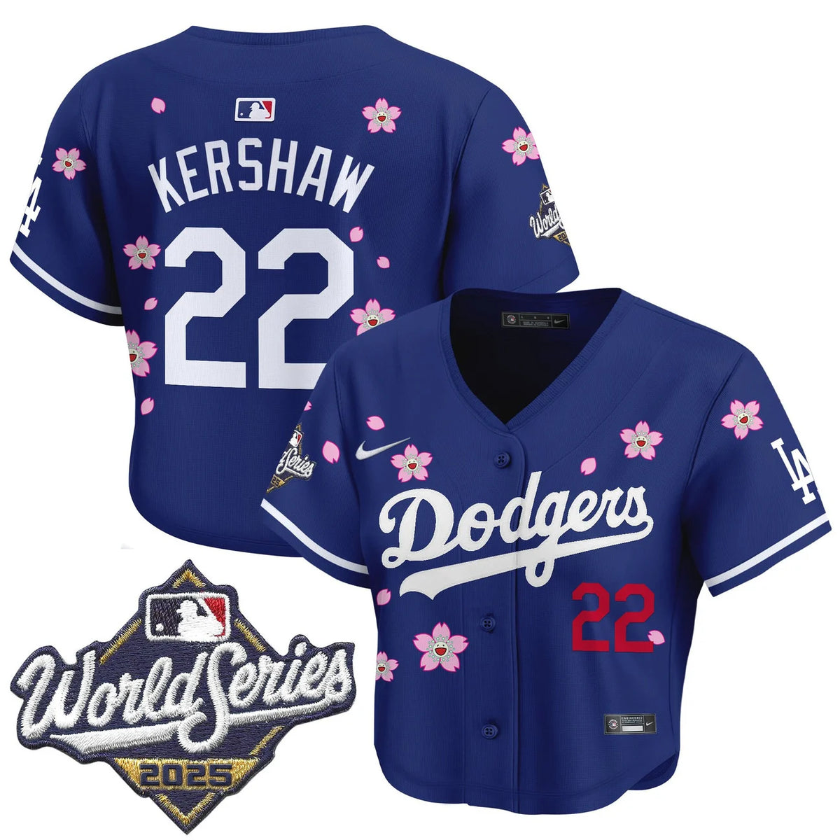 Women's Dodgers Kershaw #22 Royal Crop Top Baseball Jersey