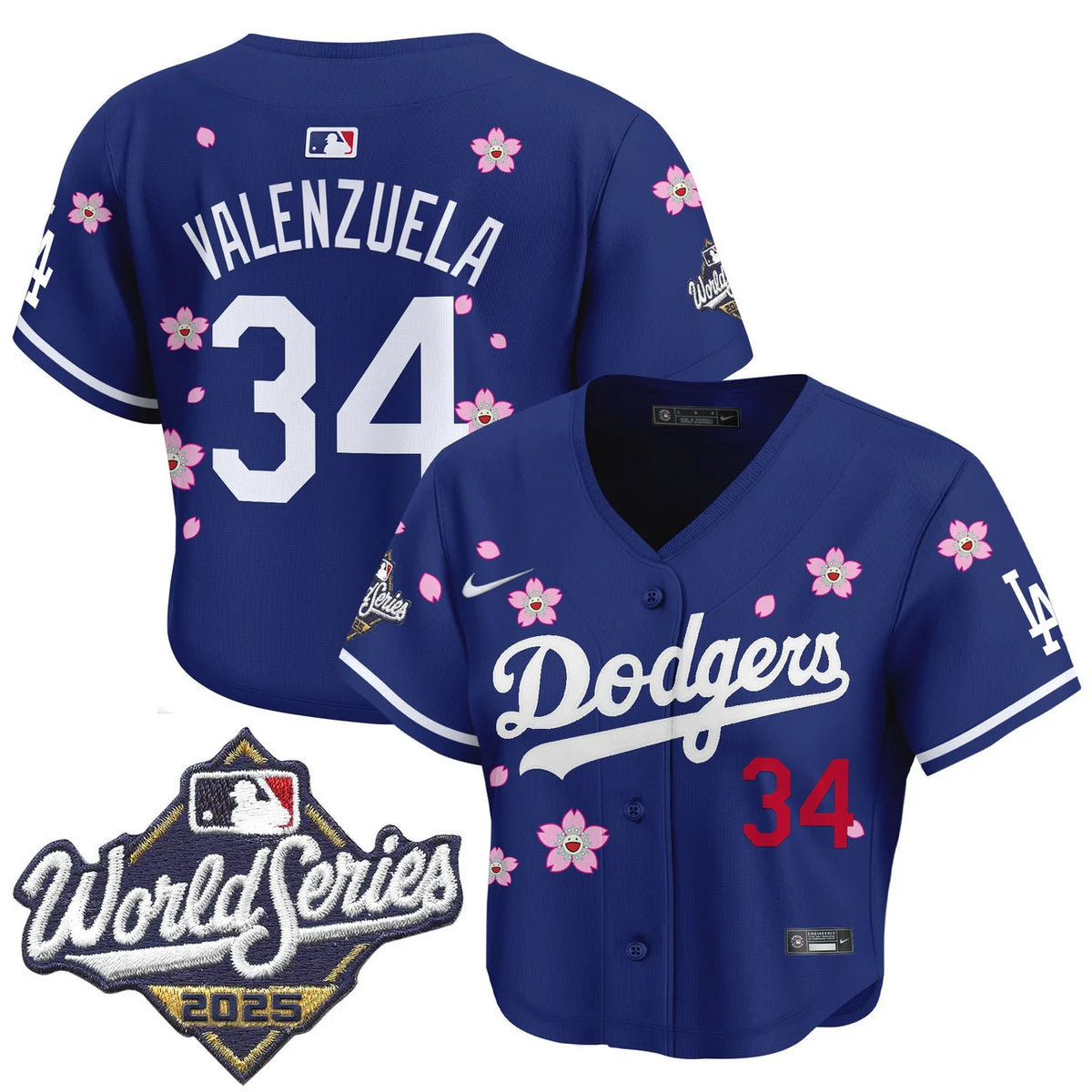 Women's Dodgers Valenzuela #34 Royal Crop Top Baseball Jersey