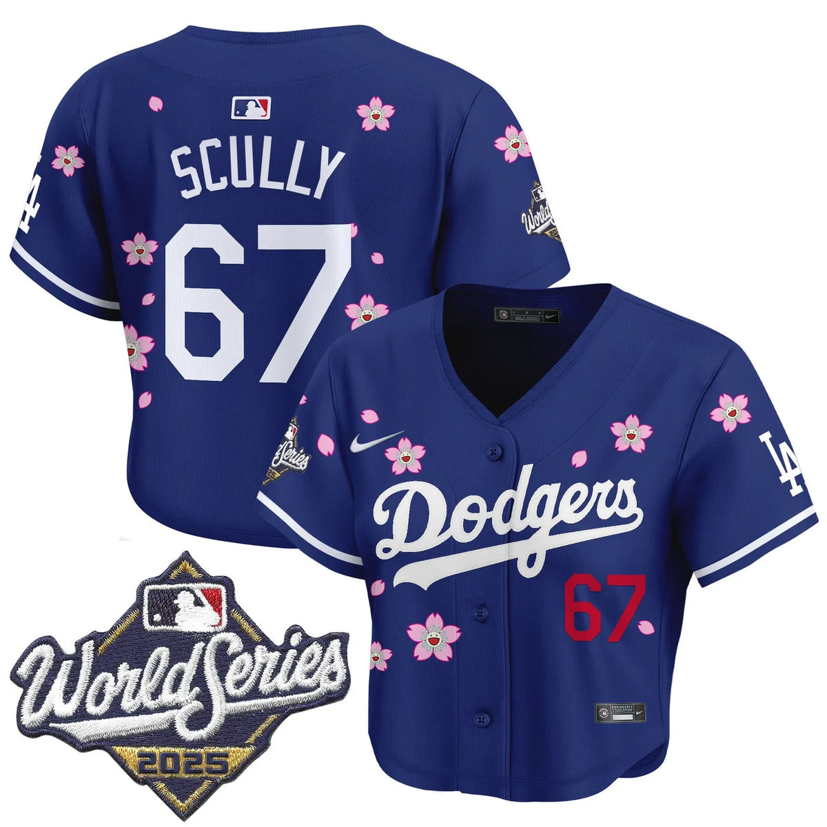 Women's Dodgers Scully #67 Royal Crop Top Baseball Jersey